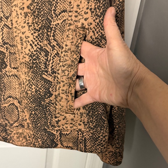 Free People Tan Snake Print Jean Jacket. NWOT - Picture 6 of 7